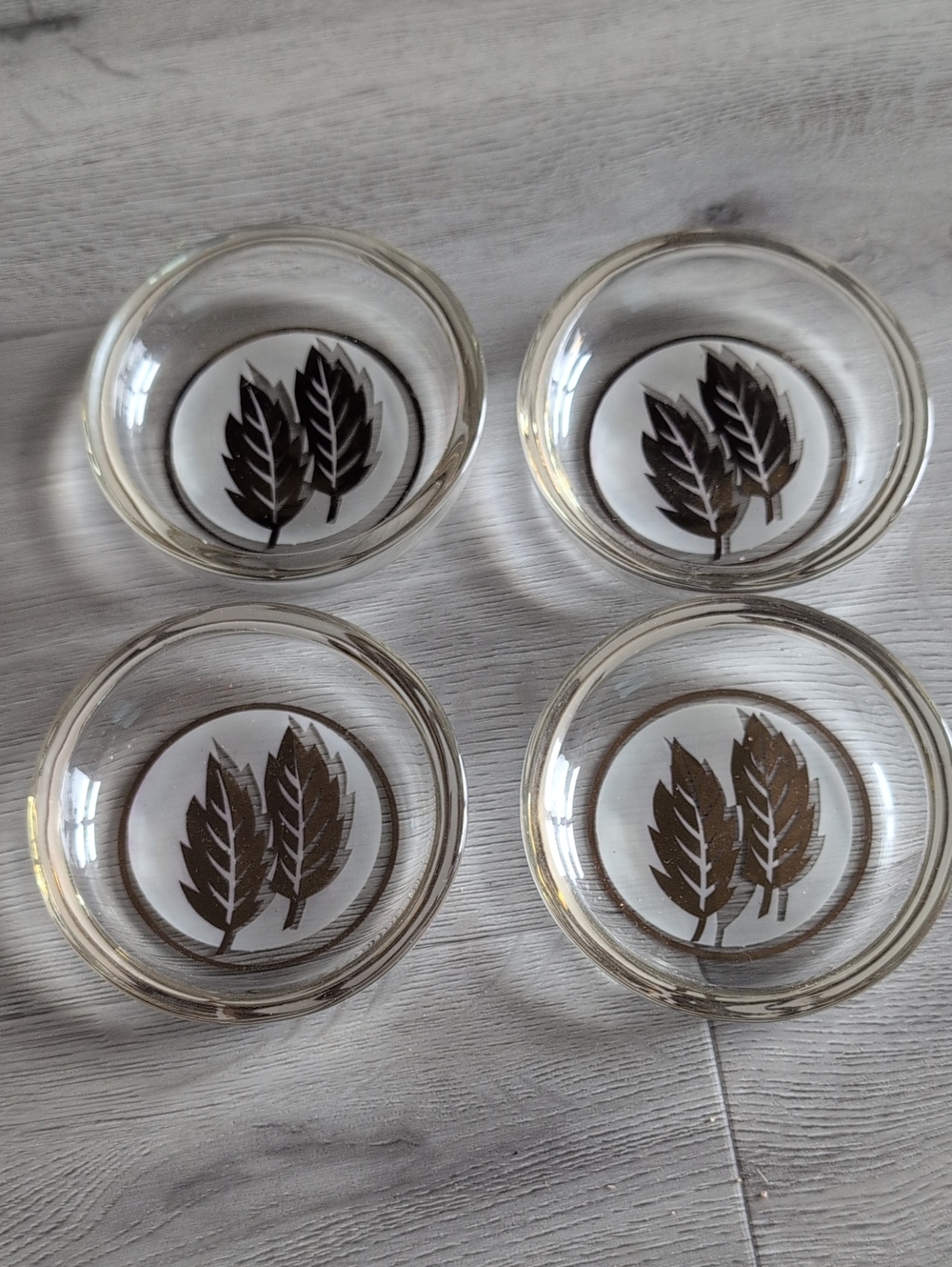 Decorative Glass Gold Leaf Coasters - Clear with Gold Leaf Motif